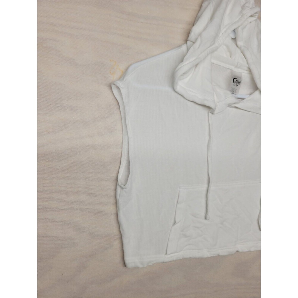 Zyia Active Women's Size Small Cropped Hoodie Sleeveless White Lightweight - Picture 3 of 8